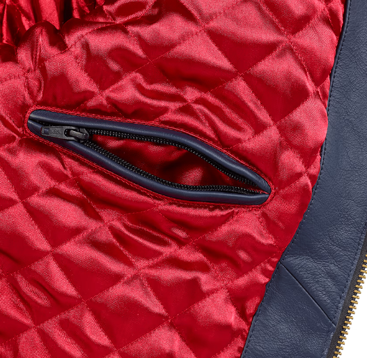 BLOUSON BRADDAN EN CUIR BLEU – Image 3