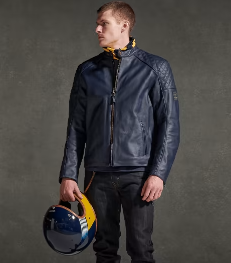 BLOUSON BRADDAN EN CUIR BLEU – Image 6
