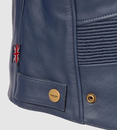 BLOUSON BRADDAN EN CUIR BLEU – Image 4