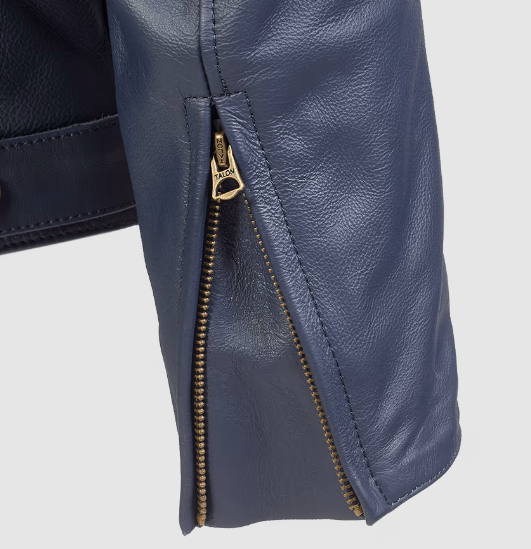 BLOUSON BRADDAN EN CUIR BLEU – Image 5